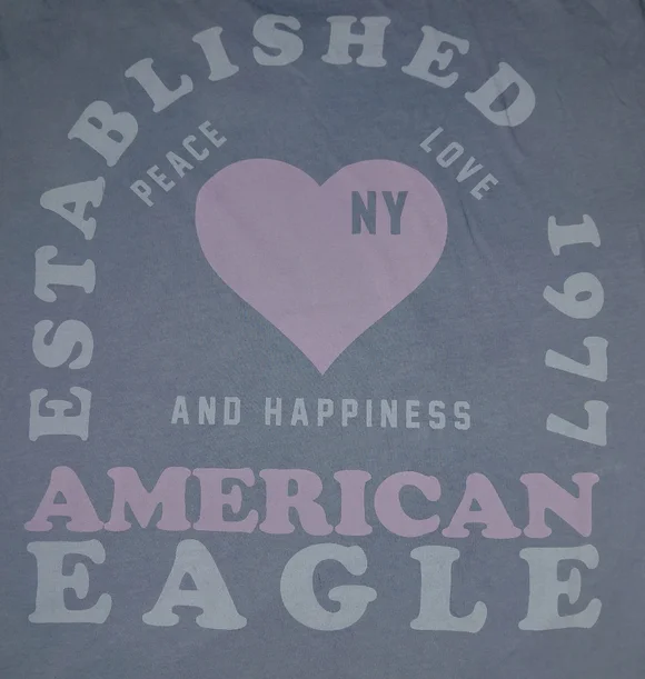 American Eagle Dusty Blue Logo Graphic Tee - Size XS - EUC - Picture 12 of 14
